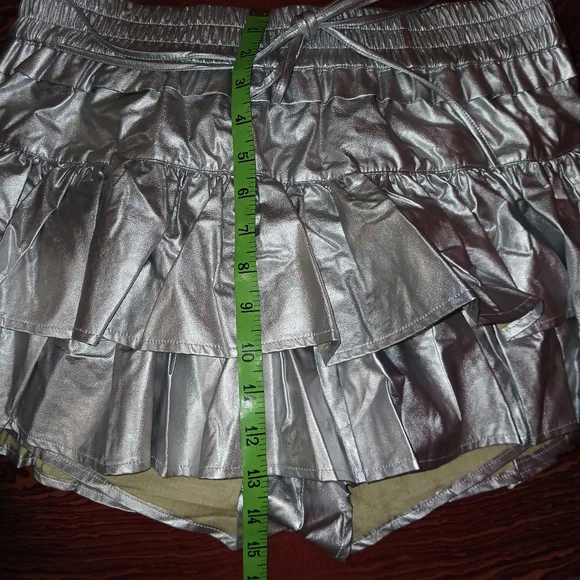 SHUG La La Silver Ruffled Skirt/Skort Women's S M L NWT